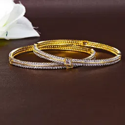 Zevarly Set Of 2 Gold-Plated CZ Studded Bangles-picture-14