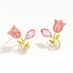 Henuka Alloy Gold-Plated Floral Studs Earrings-picture-39