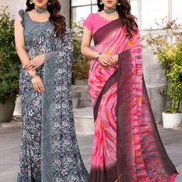 Moda Rapido Pack Of 2 Floral Printed Pure Georgette Saree-picture-11