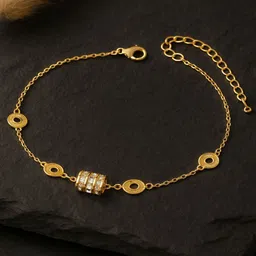 Jewelz Gold-Plated Stainless Steel Crystal Studded Charm Bracelet image 4