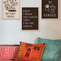 Kotart Brown & Off White 3 Pieces Restaurant Wooden Wall Arts-picture-20