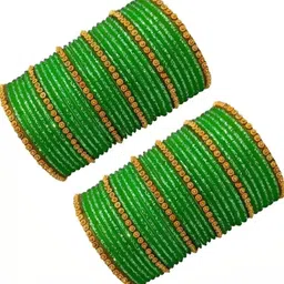 TRIOXY Green Glass Artificial Stones & Beads Bangle image 2