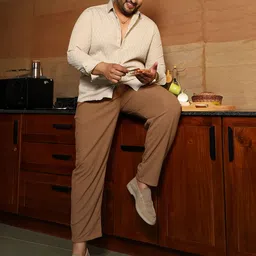 Instafab Plus Comfort Self Design Spread Collar Long Sleeves Shirt image 3