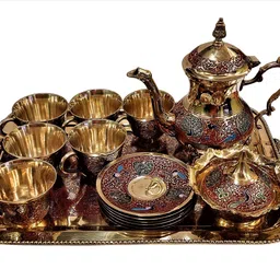 mozo hub Pack of 1 Brass Brass Vintage Complete Tea Set Red-picture-18