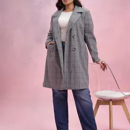 DressBerry Curve Double-Breasted Notched Lapel Collar Overcoat image 2