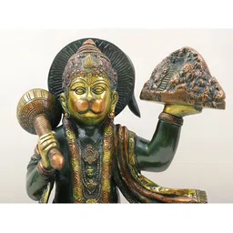 Exotic India Green & Gold Toned Lord Hanuman Brass Idol Showpiece-image-60