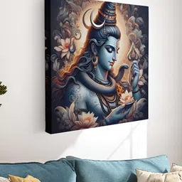 Myntra Elegant Homes Blue & Black Lord Shiva Canvas Wall Art-image-54