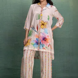 Kahani Lush Printed Pure Cotton Tunic With Trouser Co-Ords-image-15