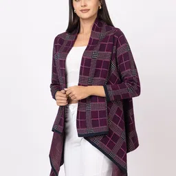 Anouk Women Checked Waterfall Shrug image 5