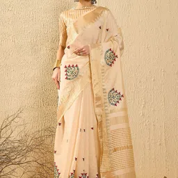 DIVASTRI Floral Embroidered Zari Banarasi Saree-image-73
