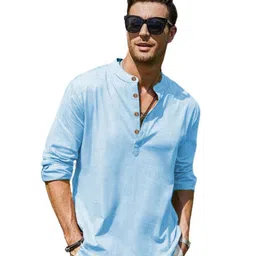 LENIA Mandarin Collar Roll-Up Sleeves Straight Short Kurta-picture-10