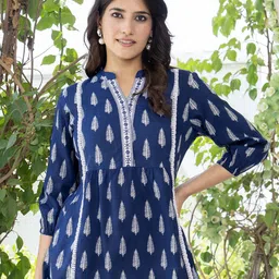 Moda Rapido Viscose Rayon Mandarin Collar Printed Ethnic Top-picture-40