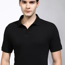 HIGHLANDER Men Solid Polo Collar Cotton T-shirt-image-98