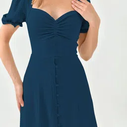 Sugathari Puff Sleeve Fit & Flare Midi Dress image 4