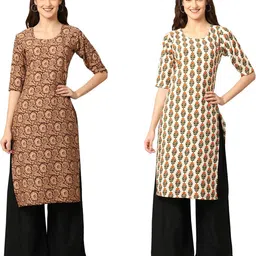 Ethnic basket Women Pack Of 2 Multicoloured Crepe Kurtas-picture-22