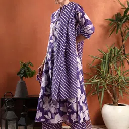 KIRNYA Women Floral Printed Regular Pure Cotton Kurta with Palazzos & With Dupatta image 5