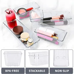 Kuber Industries Transparent 8 Pieces Makeup Organisers image 3