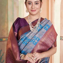KALINI Ethnic Motifs Woven Design Zari Kanjeevaram Saree image 2