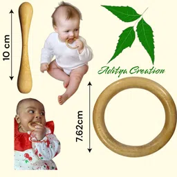 neospace Organic Neem Wood Teether Natural Neem Wood Antibacterial and Good for health Feeder image 3