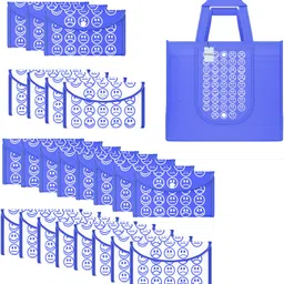 homestic Pack of 24 Smile Foldable Unisex Shopping Bags | Dark Blue & White Blue Pack of 24 Grocery Bags-picture-22