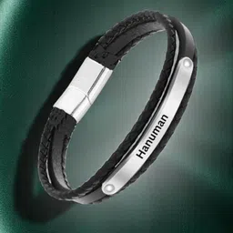 M Men Style Men Silver-Plated Leather Wraparound Bracelet image 5