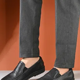 Valentino Men Textured Leather Loafers-image-2