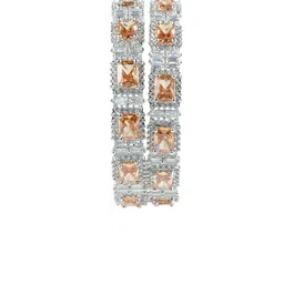 Opal Touch Set Of 2 Rhodium-Plated American Diamond-Studded Bangles image 4
