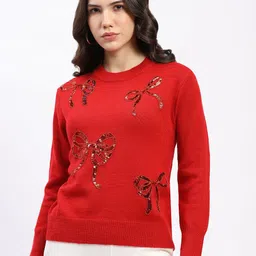 Global Republic Women Self Design Embellished Pullover Sweaters-picture-12