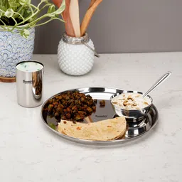 sumeet Pack of 4 Stainless Steel Stainless Steel Heavy Gauge Mirror Finish Dinner set of 4 Pcs Dinner Set image 3