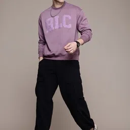 roadster Men Printed Round Neck Purple Sweater-picture-44