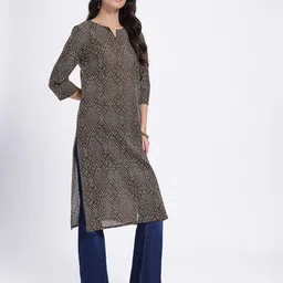 Anouk Rustic Bandhani Printed Round Neck Pure Cotton Straight Kurta image 2