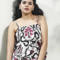 Boho By Athena Floral Print Smocked Linen Peplum Top-picture-16