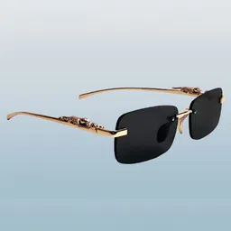 SPADEACES Kids Rimless UV Protected Rectangle Sunglasses kARAN GOLD BLACK -09 image 2