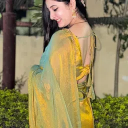 Jinal & Jinal solid Pure Beads and Stones Pure Chiffon Saree image 5