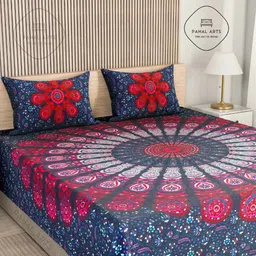 pahalarts Cotton Double Flat 144 TC Jaipuri Prints Bedsheet image 1