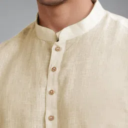 KNOWTED Mandarin Collar Roll-Up Sleeves Cotton Straight Short Kurta image 4