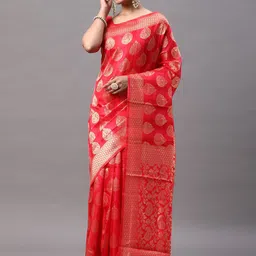 KALINI Woven Design Zari Silk Blend Kanjeevaram Saree-picture-32