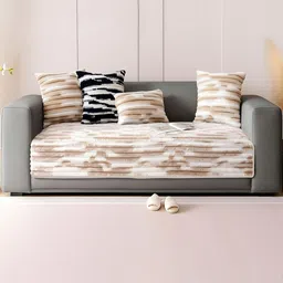 DREAM CARE Grey & Beige Printed 1 Piece Sofa Cover-picture-13