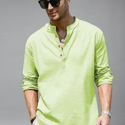 Navkanj Long Sleeves Mandarin Collar Straight Short Kurta-picture-23