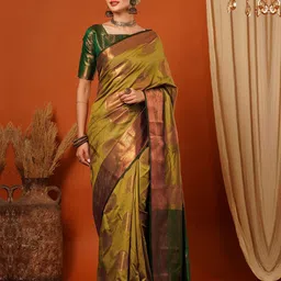 yourwish Woven Design Zari Silk Blend Kanjeevaram Saree-picture-10