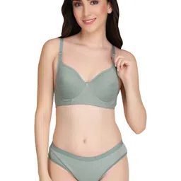 Liigne Pack Of 3 Women Everyday Padded Bra Pure Cotton Bra Panty Set image 2