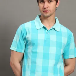 GET GOLF Men Checked Polo Collar Tropical T-shirt-picture-27