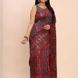 Astita Floral Linen Blend Saree image 5