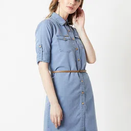 The Roadster Lifestyle CoDenim Belted Shirt Mini Dress image 5