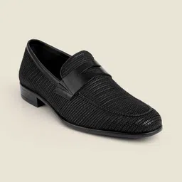 DAVINCHI Men Textured Leather Round Toe Formal Penny Loafers-picture-37
