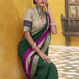 MADHAVPRIYA Woven Design Zari Saree With Blouse Piece image 4
