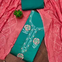 Panzora Floral Embroidered Sequinned Cotton Unstitched Dress Material-picture-10