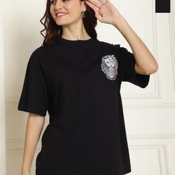 Metronaut Women Pack of 2 Demon Slayer Graphic Printed Cotton Oversized T-shirts-picture-13