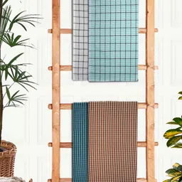 Aura Blue & Brown 4 Printed Cotton 210 GSM Bath Towel-picture-37