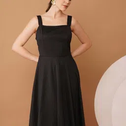 Chemistry Women Shoulder Straps Smocked Deatil Fit & Flare Dress-image-7